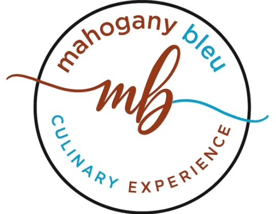 Logo for Mahogany Bleu Culinary Experience with elegant design.