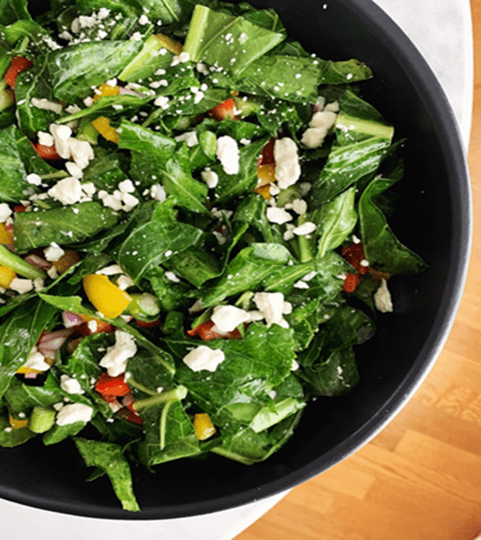 Fresh salad with mixed greens and feta.